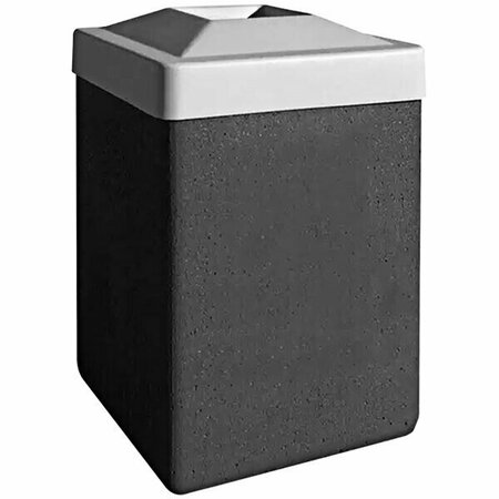 WAUSAU TILE 53 Gal. Concrete Outdoor Waste Bin with Plastic Pitch-In Lid'' 676TF1025